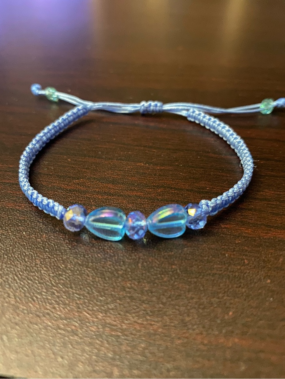 Delicate Blue macrame Adjustable Bracelet